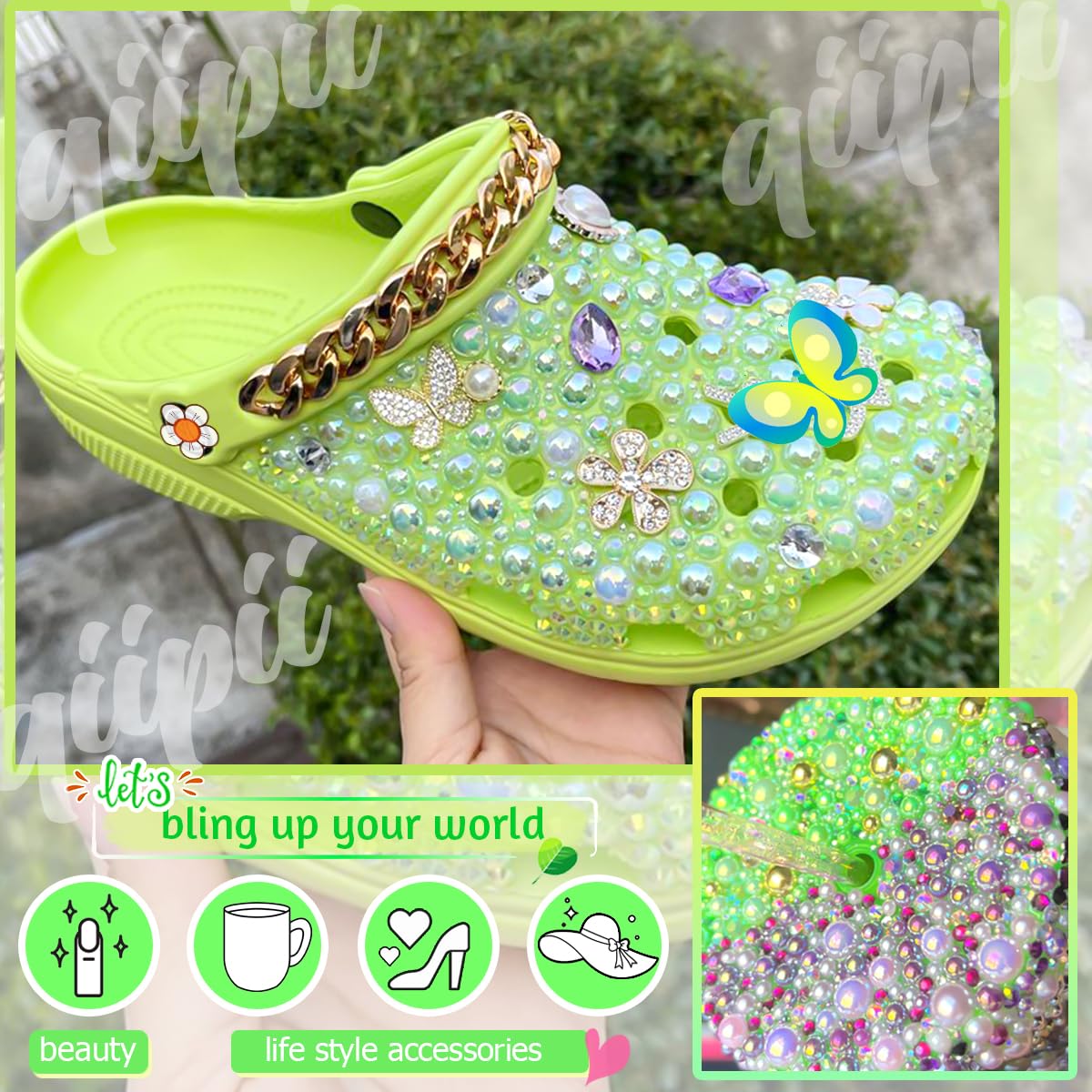 3mm-8mm Pink Flatback Pearls and Rhinestones m