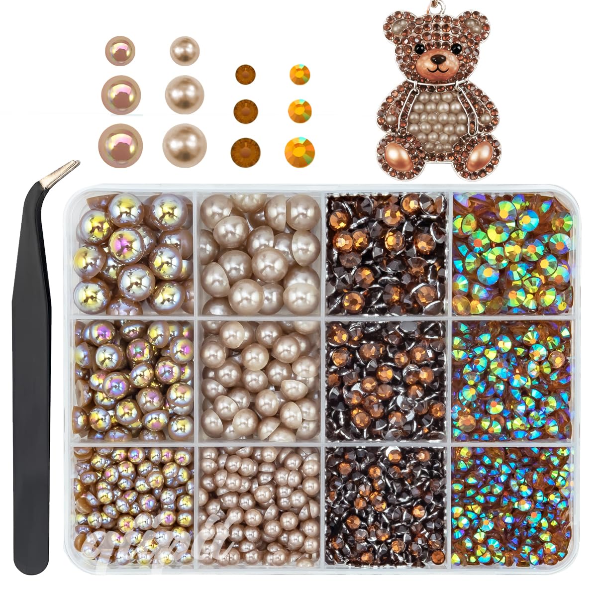 3mm-8mm Pink Flatback Pearls and Rhinestones m