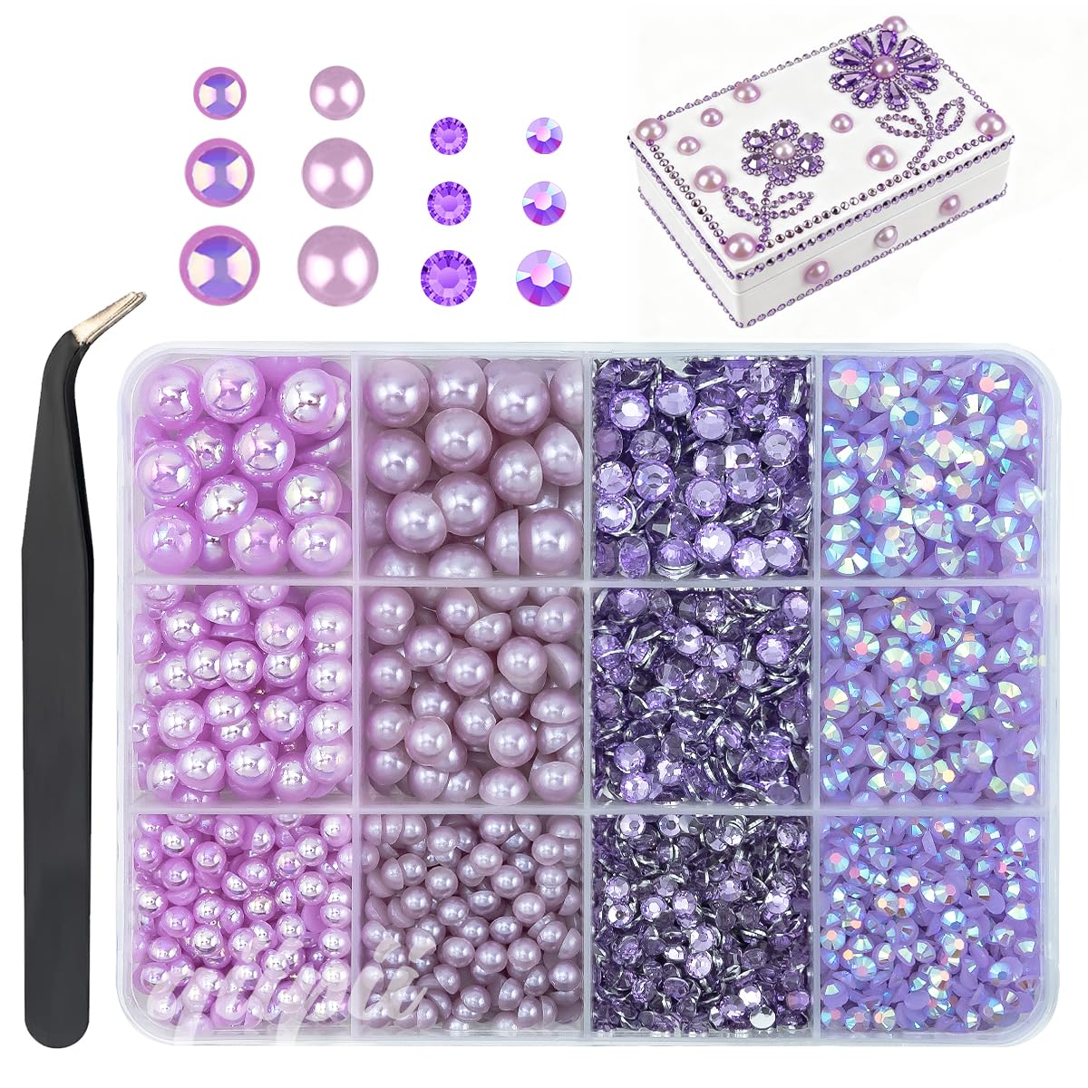 3mm-8mm Pink Flatback Pearls and Rhinestones m