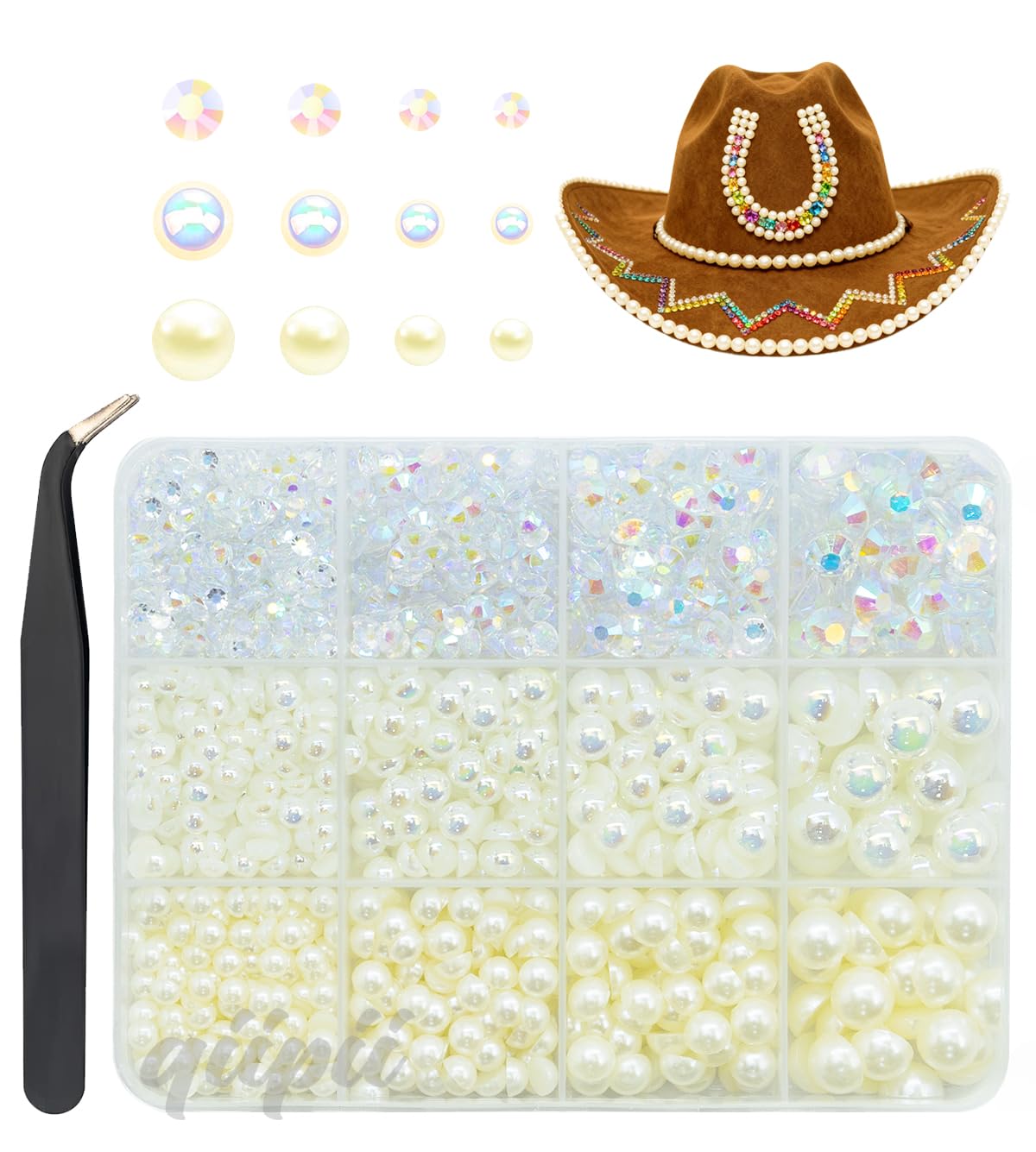 3mm-8mm Pink Flatback Pearls and Rhinestones m