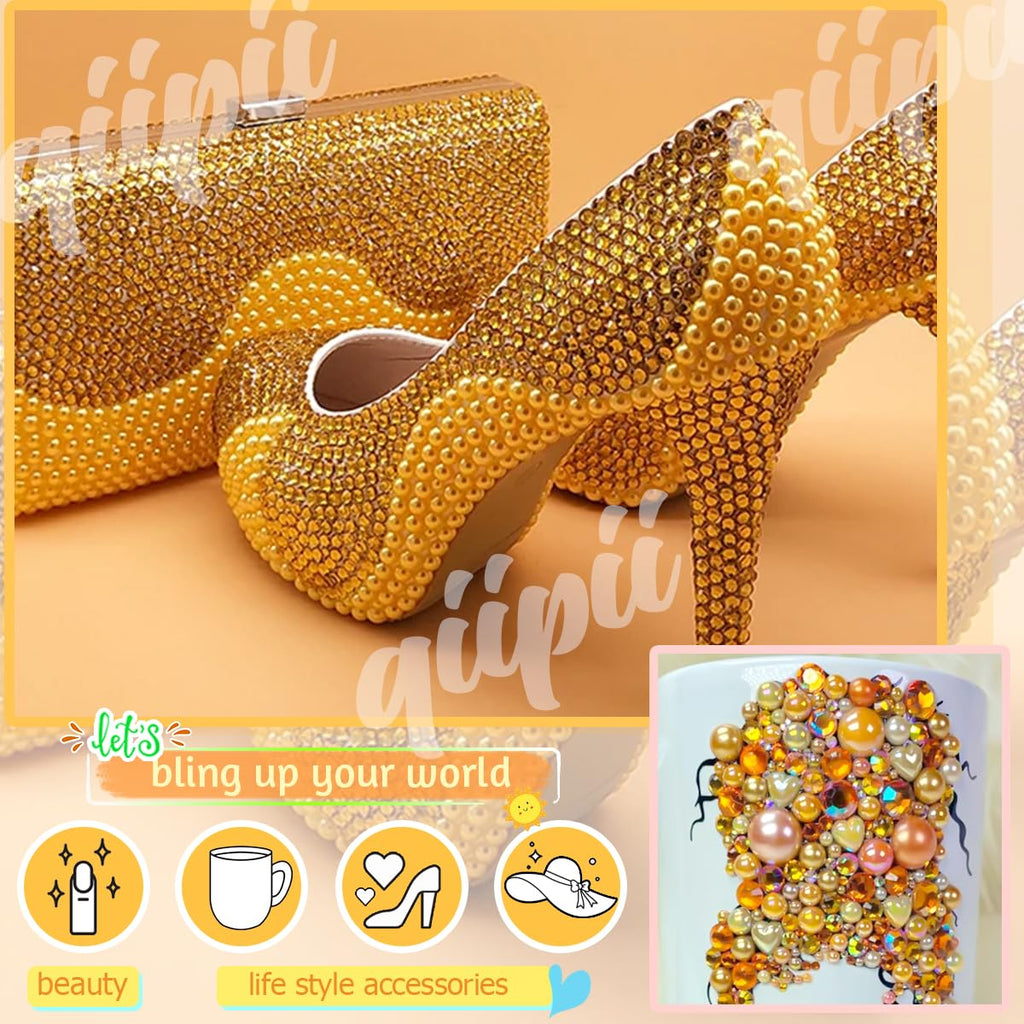 3mm-8mm Pink Flatback Pearls and Rhinestones m