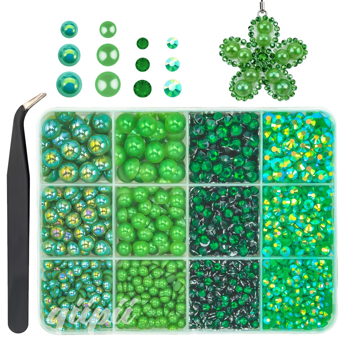 3mm-8mm Pink Flatback Pearls and Rhinestones m