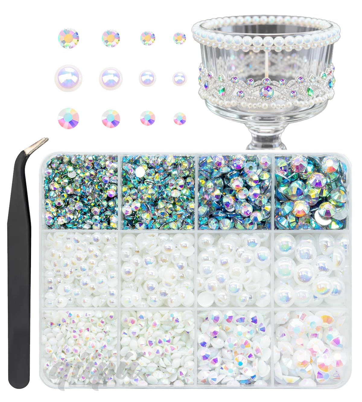 3mm-8mm Pink Flatback Pearls and Rhinestones m