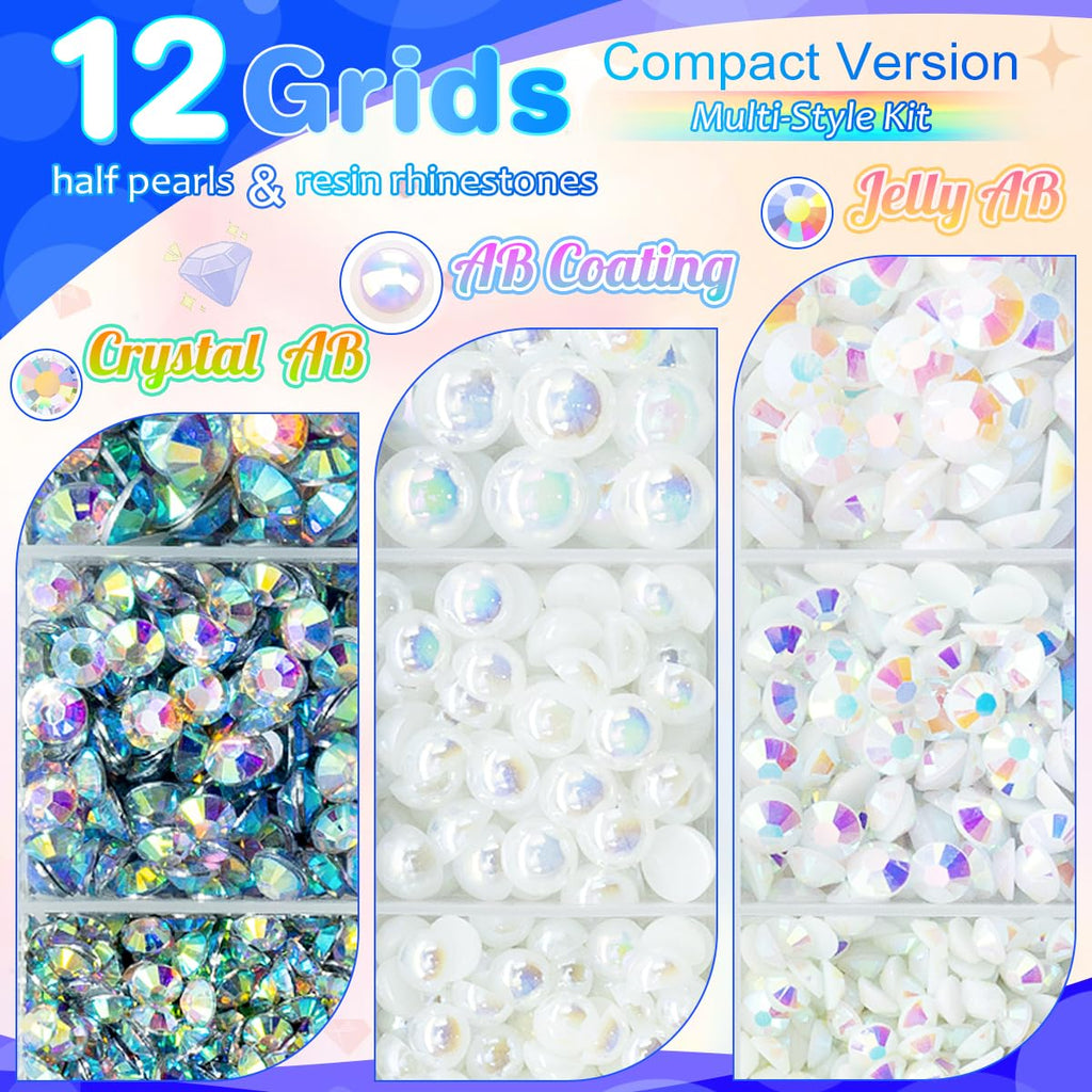 3mm-8mm Pink Flatback Pearls and Rhinestones m