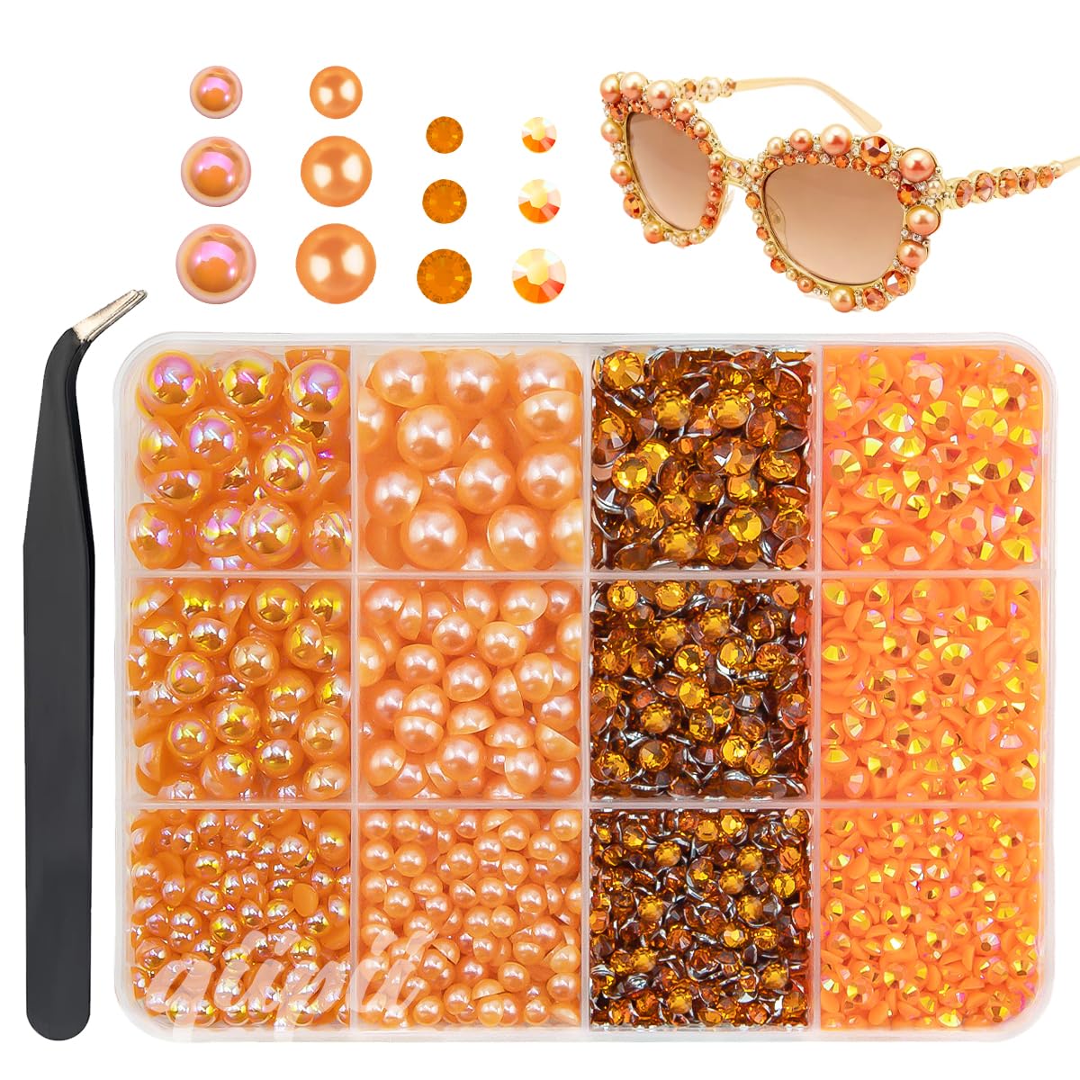 3mm-8mm Pink Flatback Pearls and Rhinestones m