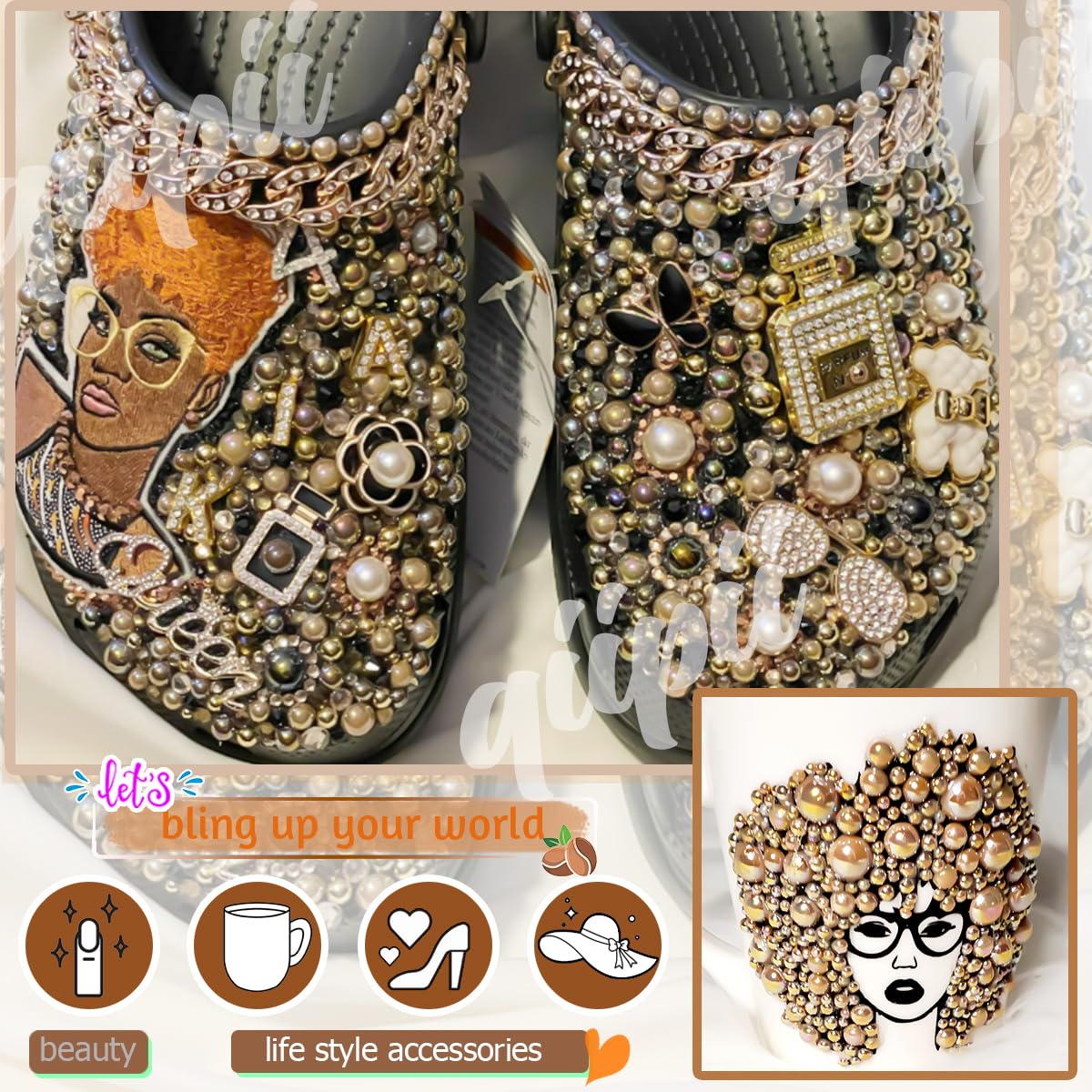 3mm-8mm Pink Flatback Pearls and Rhinestones m