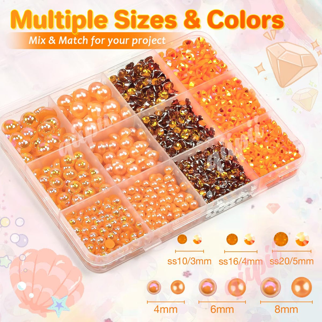 3mm-8mm Pink Flatback Pearls and Rhinestones m