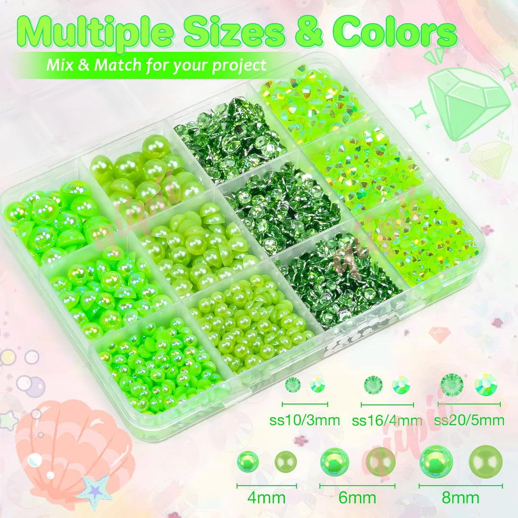 3mm-8mm Pink Flatback Pearls and Rhinestones m