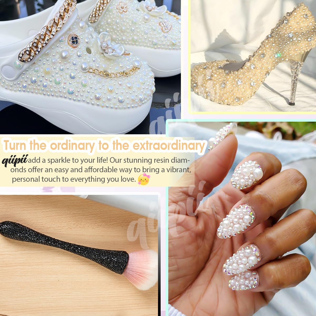 3mm-8mm Pink Flatback Pearls and Rhinestones m