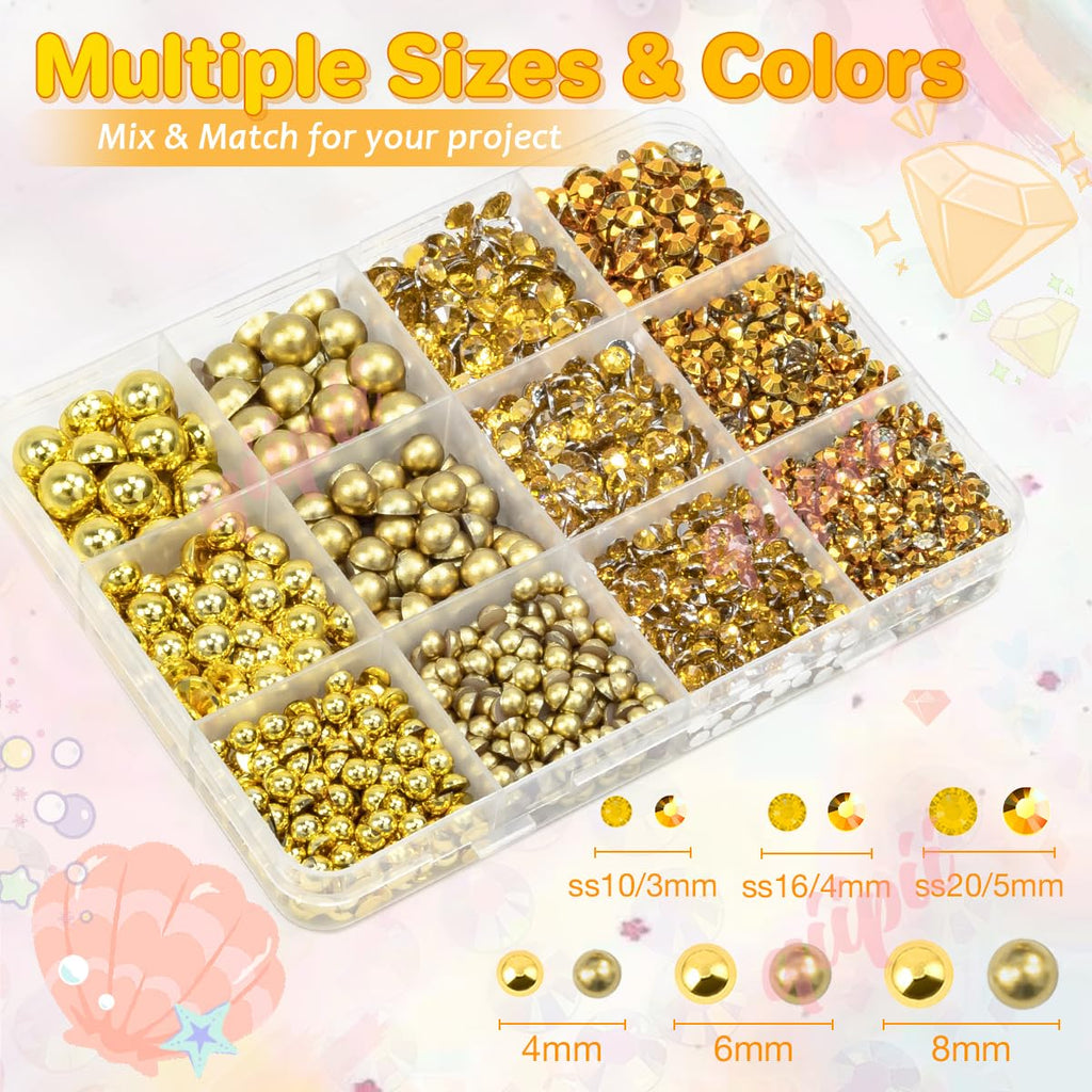 3mm-8mm Pink Flatback Pearls and Rhinestones m