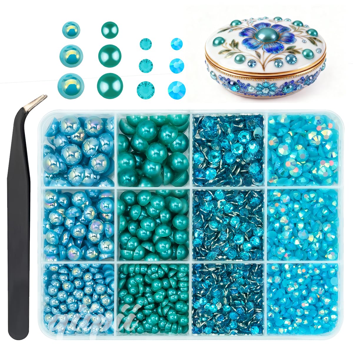 3mm-8mm Pink Flatback Pearls and Rhinestones m