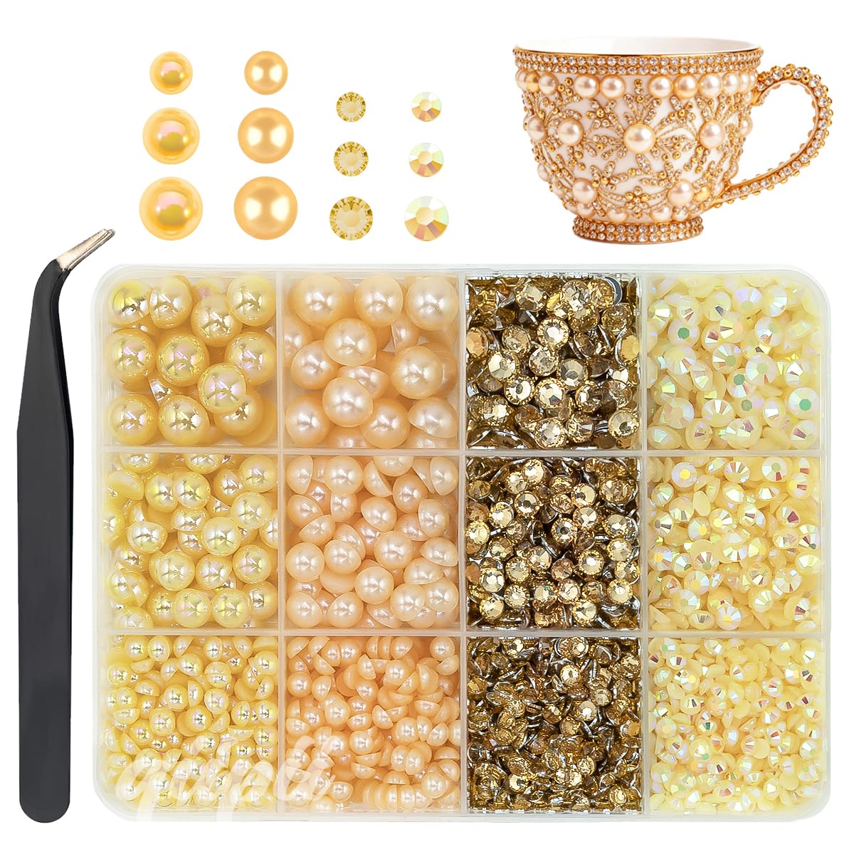 3mm-8mm Pink Flatback Pearls and Rhinestones m