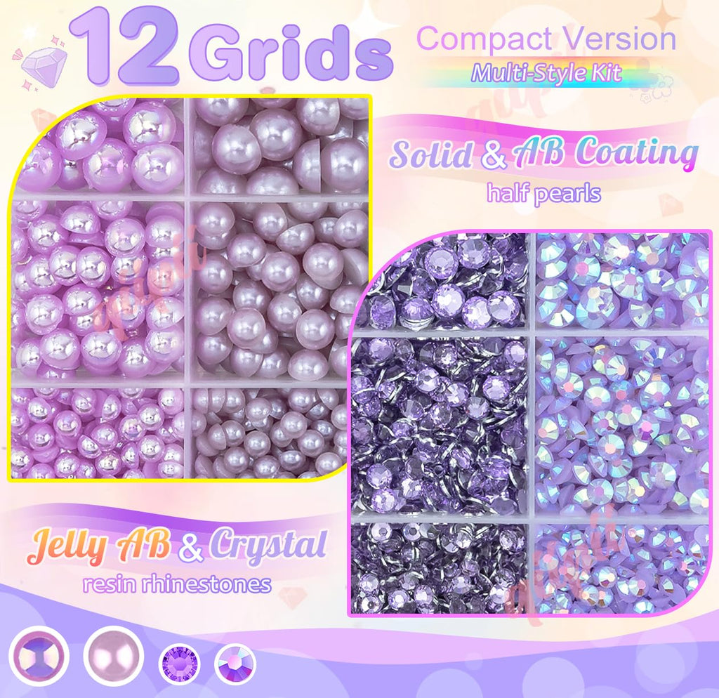 3mm-8mm Pink Flatback Pearls and Rhinestones m