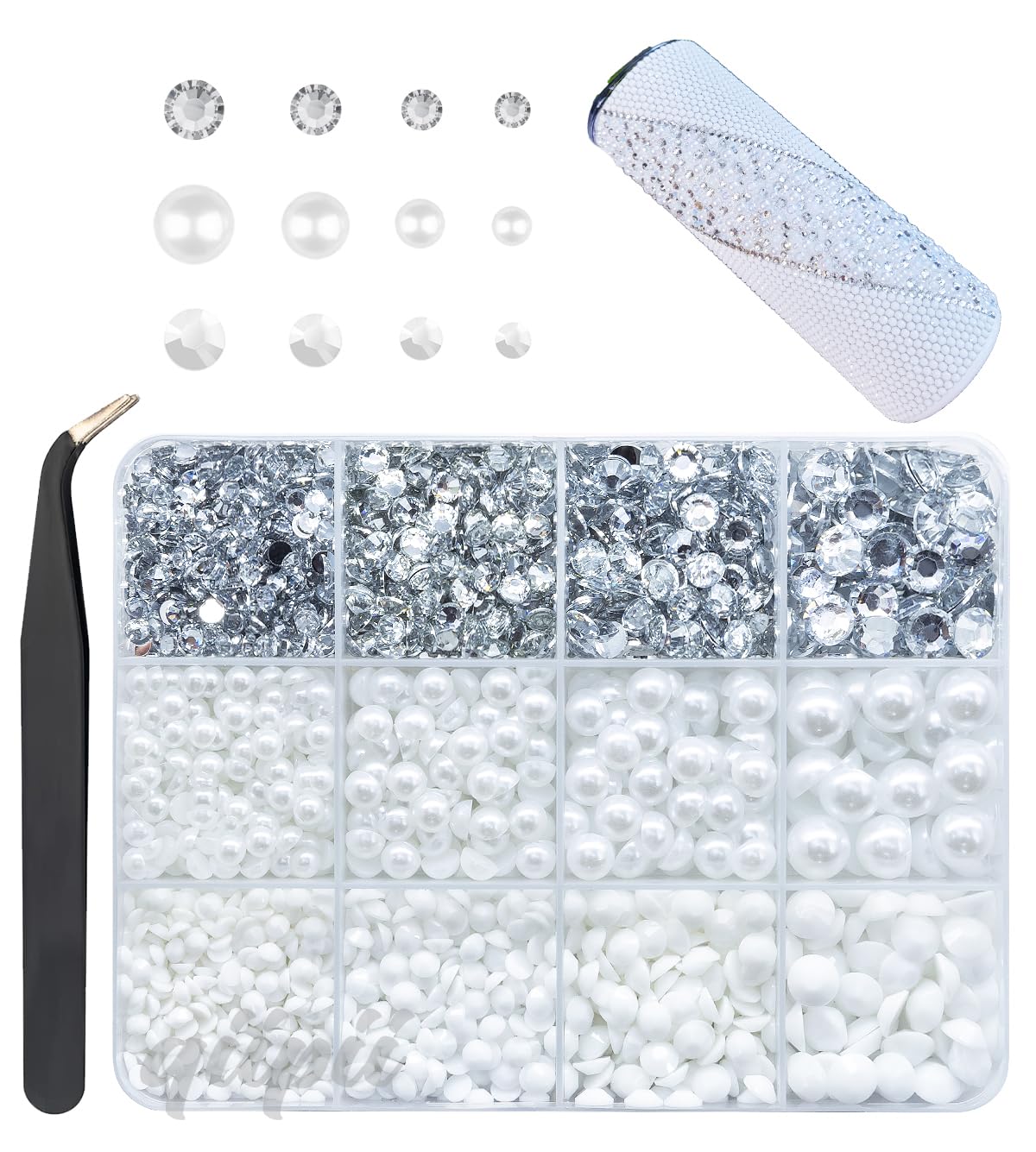 3mm-8mm Pink Flatback Pearls and Rhinestones m