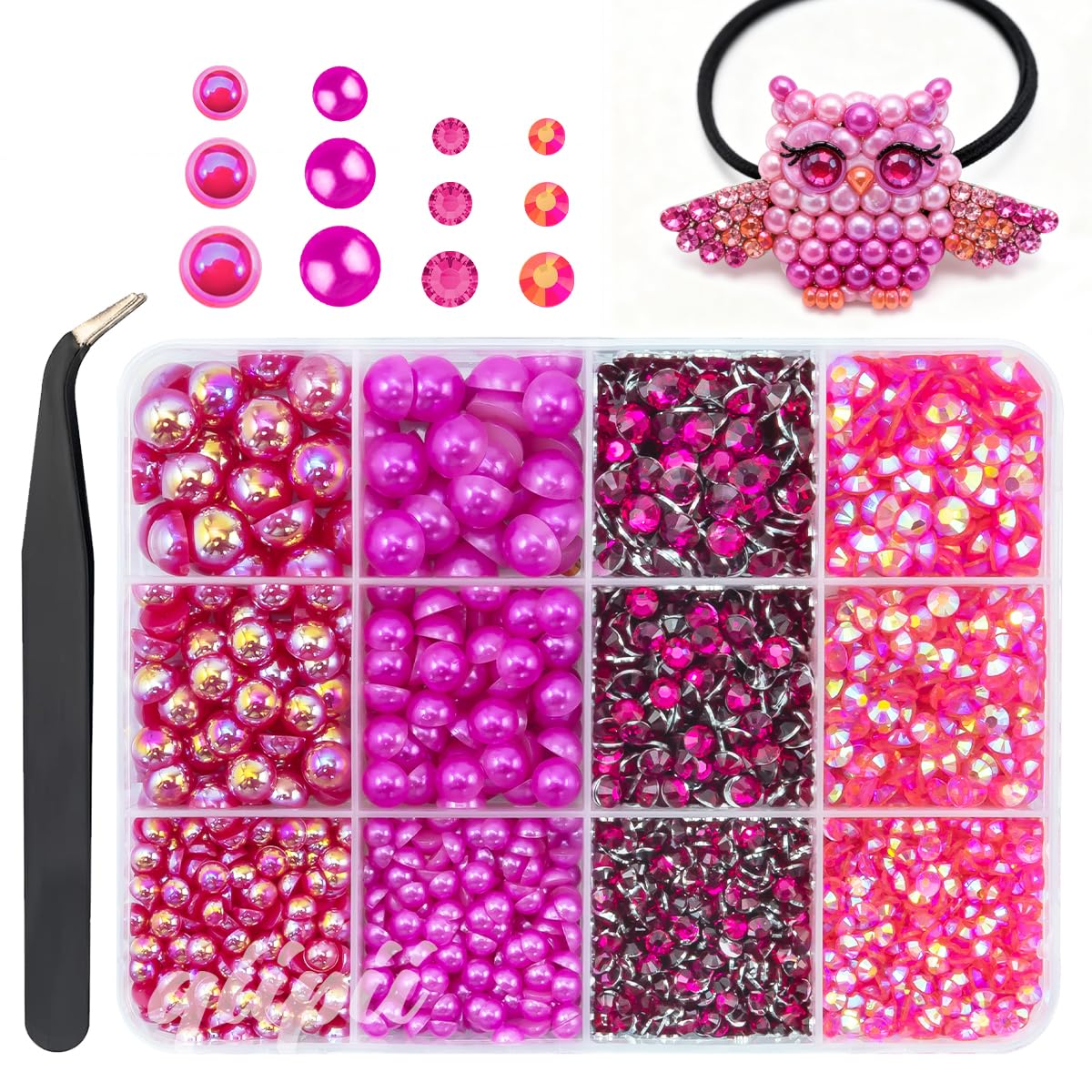 3mm-8mm Pink Flatback Pearls and Rhinestones m