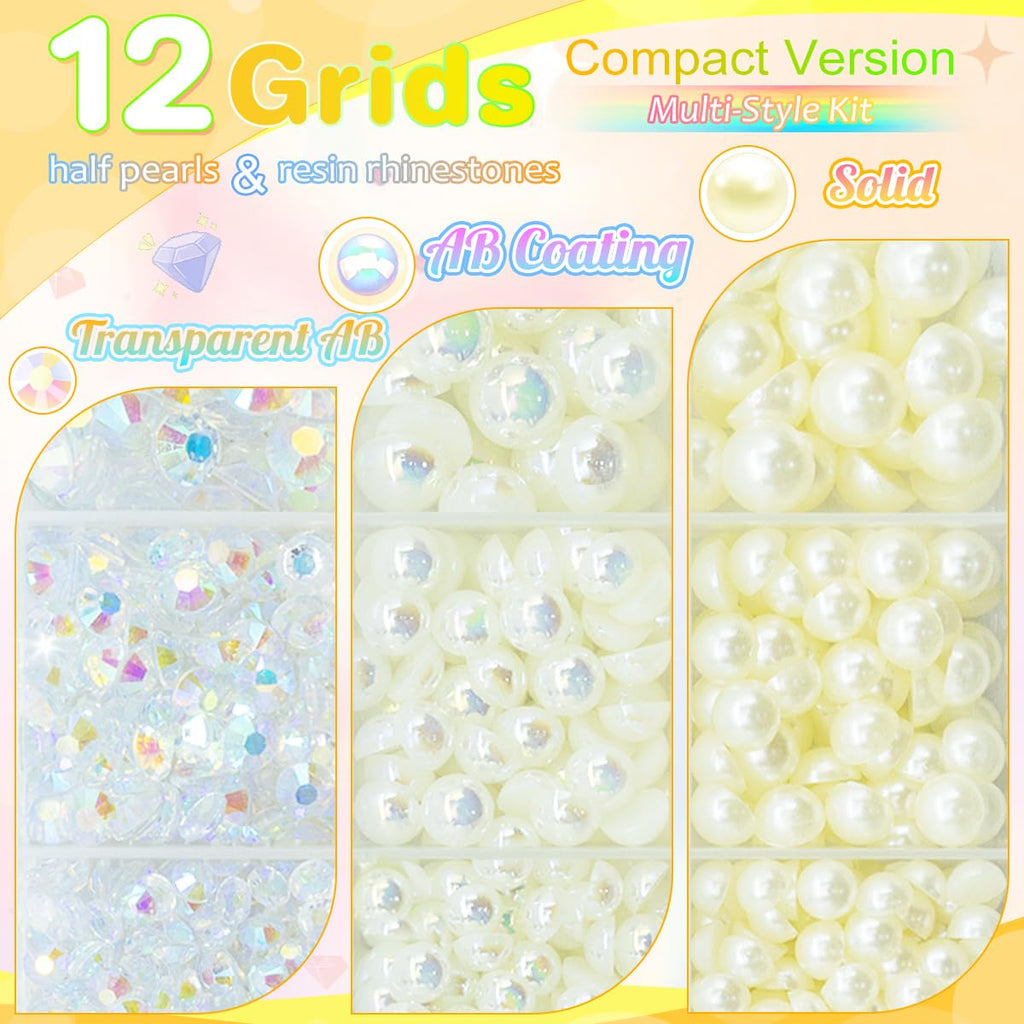 3mm-8mm Pink Flatback Pearls and Rhinestones m