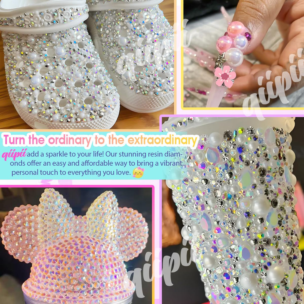 3mm-8mm Pink Flatback Pearls and Rhinestones m