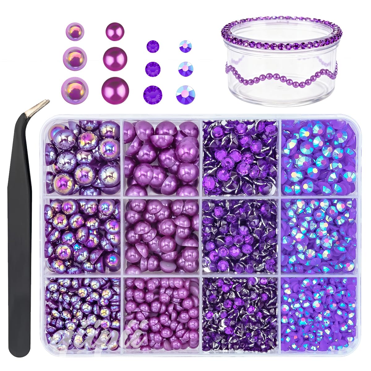 3mm-8mm Pink Flatback Pearls and Rhinestones m