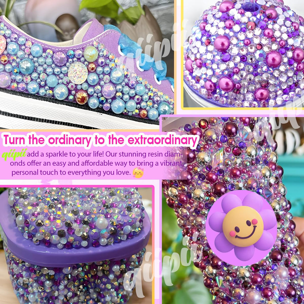 3mm-8mm Pink Flatback Pearls and Rhinestones m