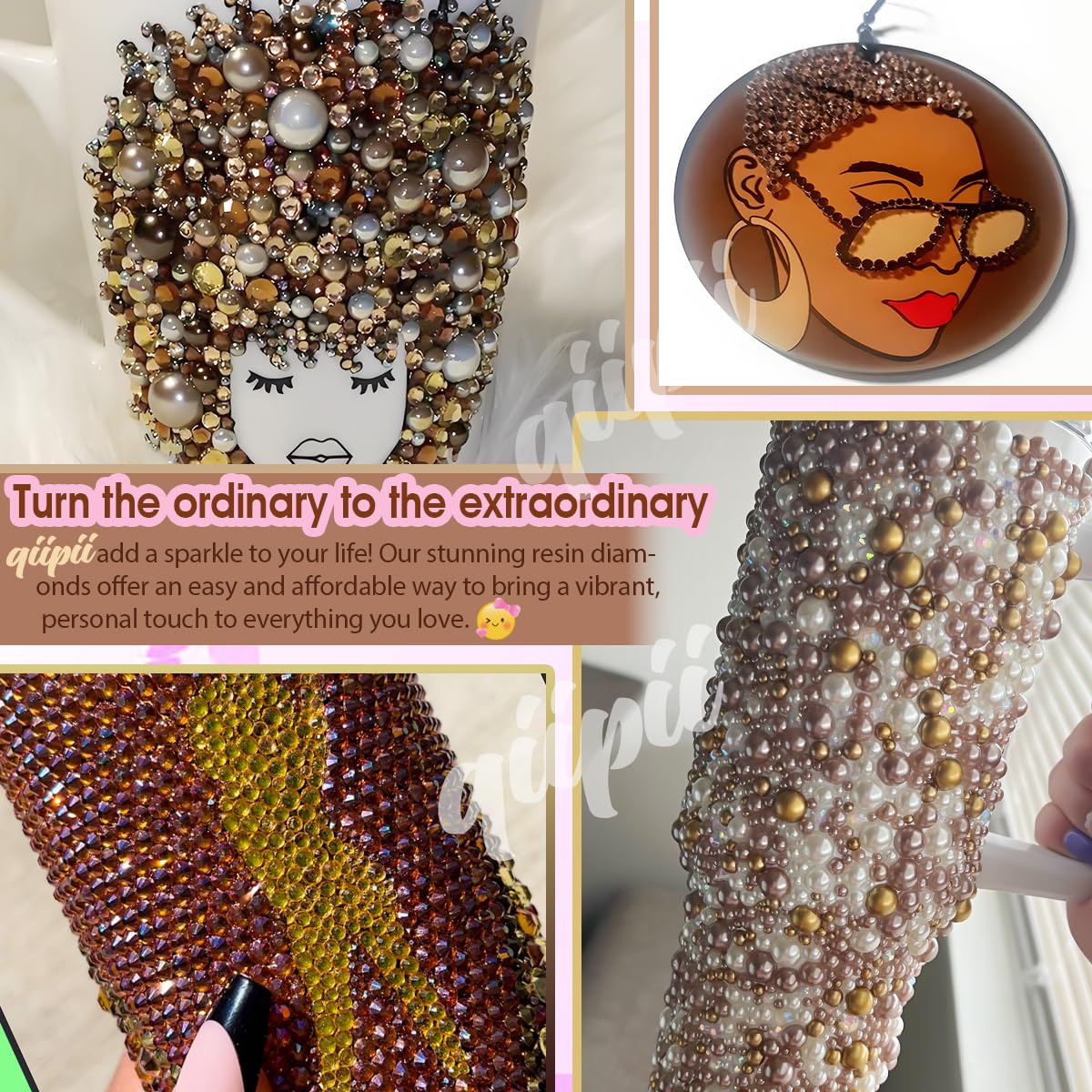 3mm-8mm Pink Flatback Pearls and Rhinestones m