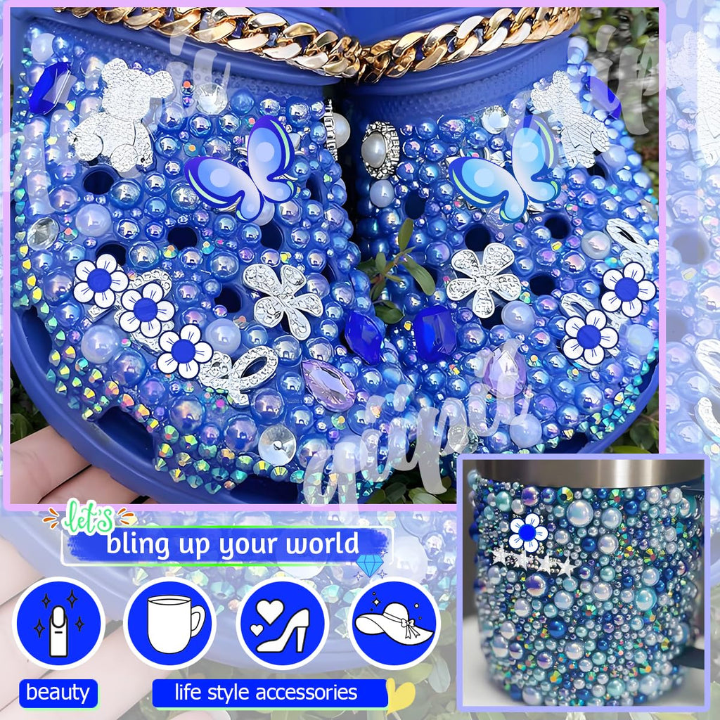 3mm-8mm Pink Flatback Pearls and Rhinestones m