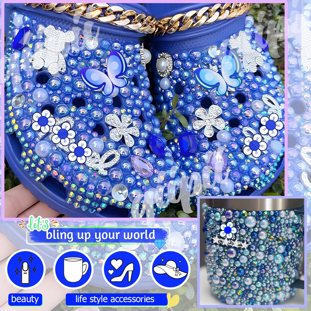 3mm-8mm Pink Flatback Pearls and Rhinestones m