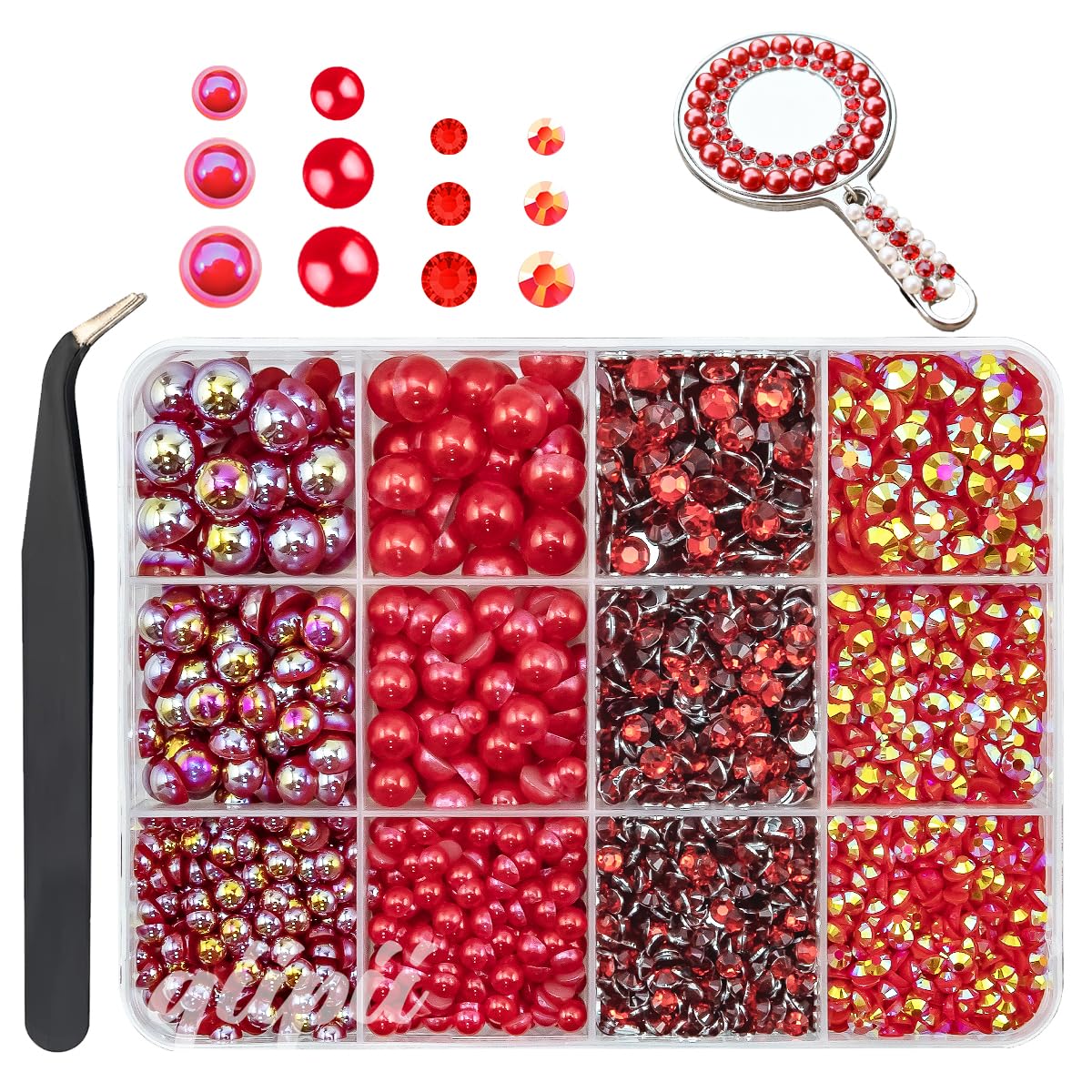 3mm-8mm Pink Flatback Pearls and Rhinestones m