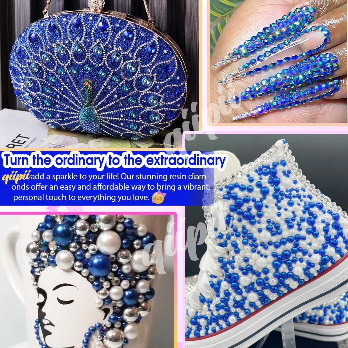 3mm-8mm Pink Flatback Pearls and Rhinestones m